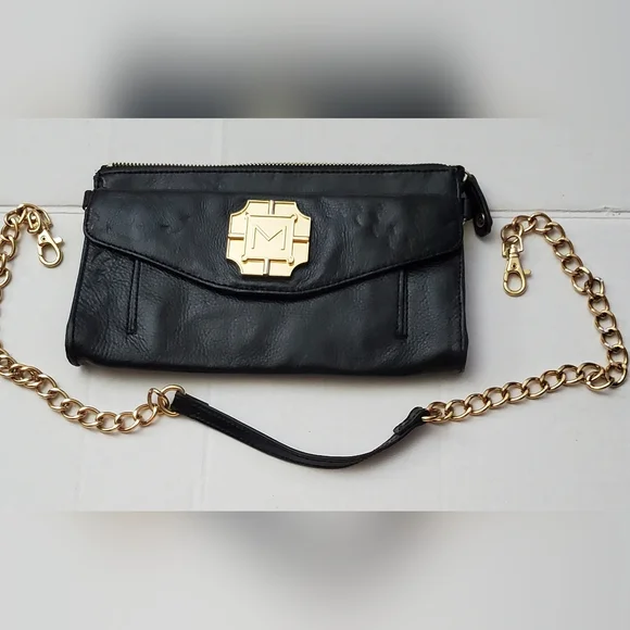 Monet Small 100% Leather Convertble Clutch Purse**Removable Chain Strap - Picture 2 of 9